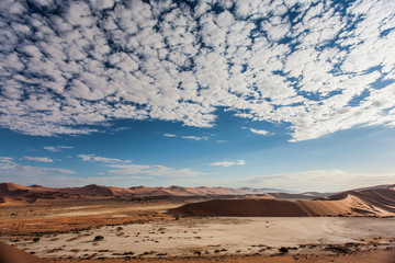 Red sand dunes of the Sossusvlei area in the Namib-Naukluft National Pak in Namibia