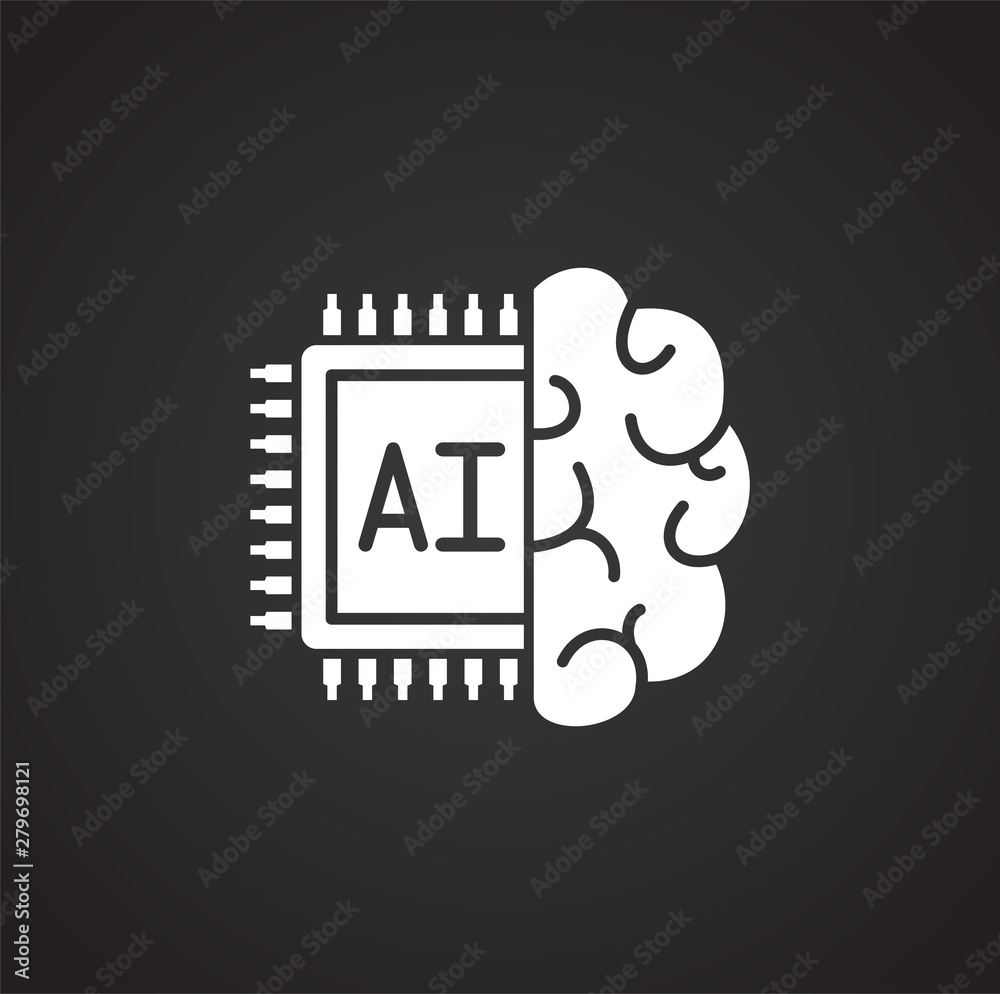 Poster artificial intelligence ai related icon on background for graphic and web design. simple illustratio