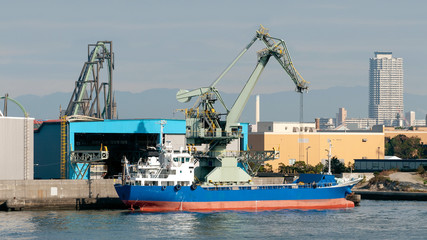 Floating crane in port of Osaka in Japan