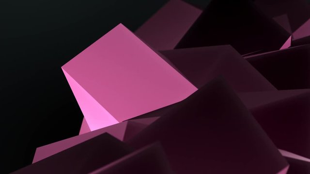 3D abstract geometric motion background. Dolly camera movement. Shallow depth of field.