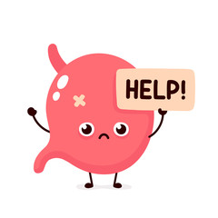 Sad suffering sick cute human stomach