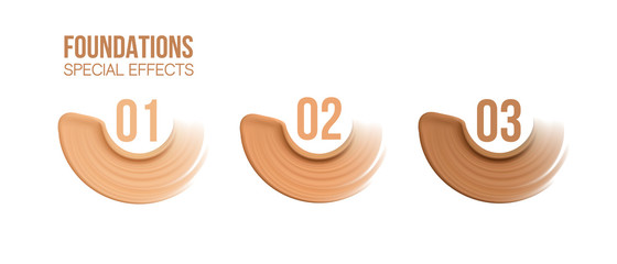 Foundation beige liquid .Cosmetic make up. smudges range of colors on white background.transparent. Beige concealer strokes.
