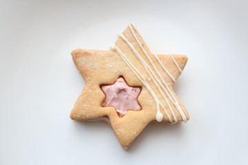 Top view of star shaped pink cookie