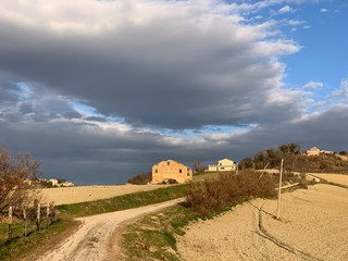 landscape with road and blue sky