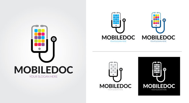 Mobile app creative and minimalist logo template Set