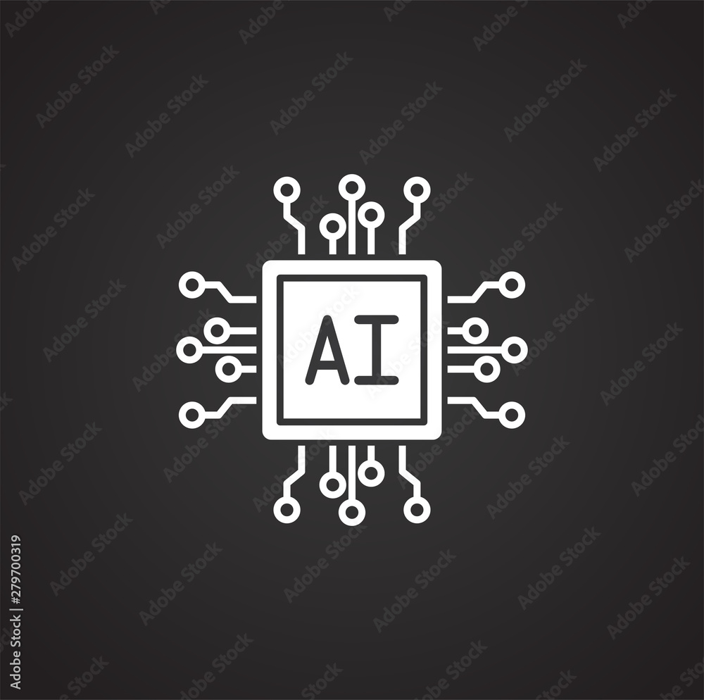 Poster artificial intelligence ai related icon on background for graphic and web design. simple illustratio