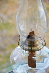 antique glass oil lamp