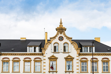 Fototapeta na wymiar facade of old white school in Thionville, France
