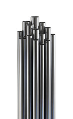 Steel pipes, isolated on white background. Clipping path included. 3d illustration.