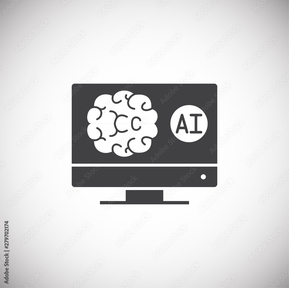 Poster artificial intelligence ai related icon on background for graphic and web design. simple illustratio