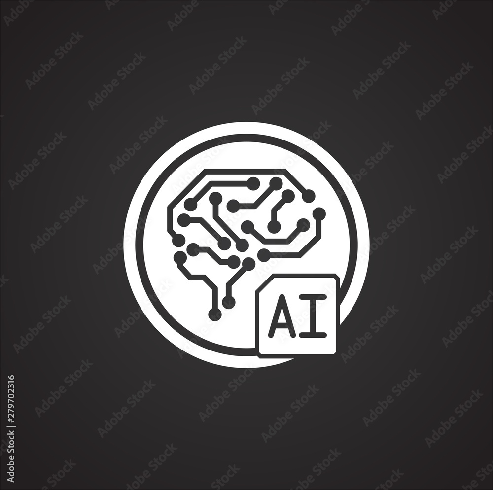 Poster artificial intelligence ai related icon on background for graphic and web design. simple illustratio
