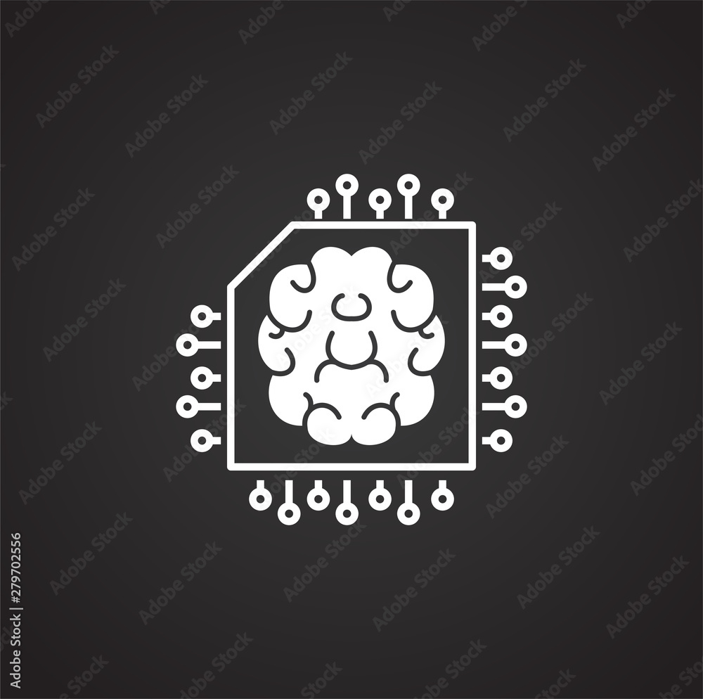 Poster artificial intelligence ai related icon on background for graphic and web design. simple illustratio