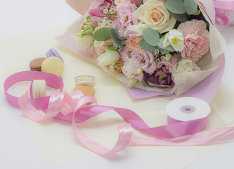 bouquet of flowers in soft colors floral background