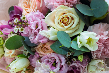 bouquet of flowers in gentle tones close up floral background