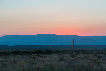 Fototapeta na wymiar Landscape view of the sunrise in Big Bend National Park in Texas.