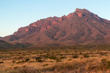 Landscape view of the sunrise in Big Bend National Park in Texas.