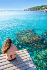 Ibiza bikini girl relaxed at Portinatx beach