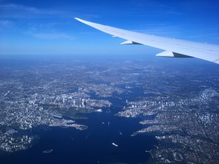 Fototapeta na wymiar Perfekter Blick auf Sydney im Landeanflug