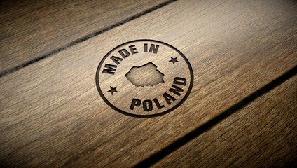 Made in Poland wood engraving. Embossed stamp.