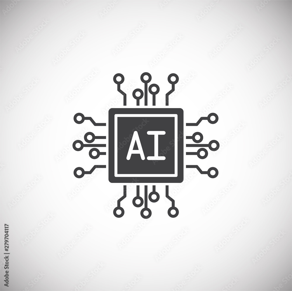 Poster artificial intelligence ai related icon on background for graphic and web design. simple illustratio