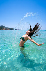Ibiza Cala Tarida beach in Balearic Islands