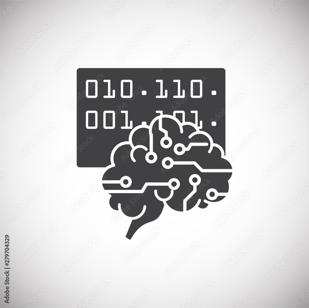 Poster artificial intelligence ai related icon on background for graphic and web design. simple illustratio