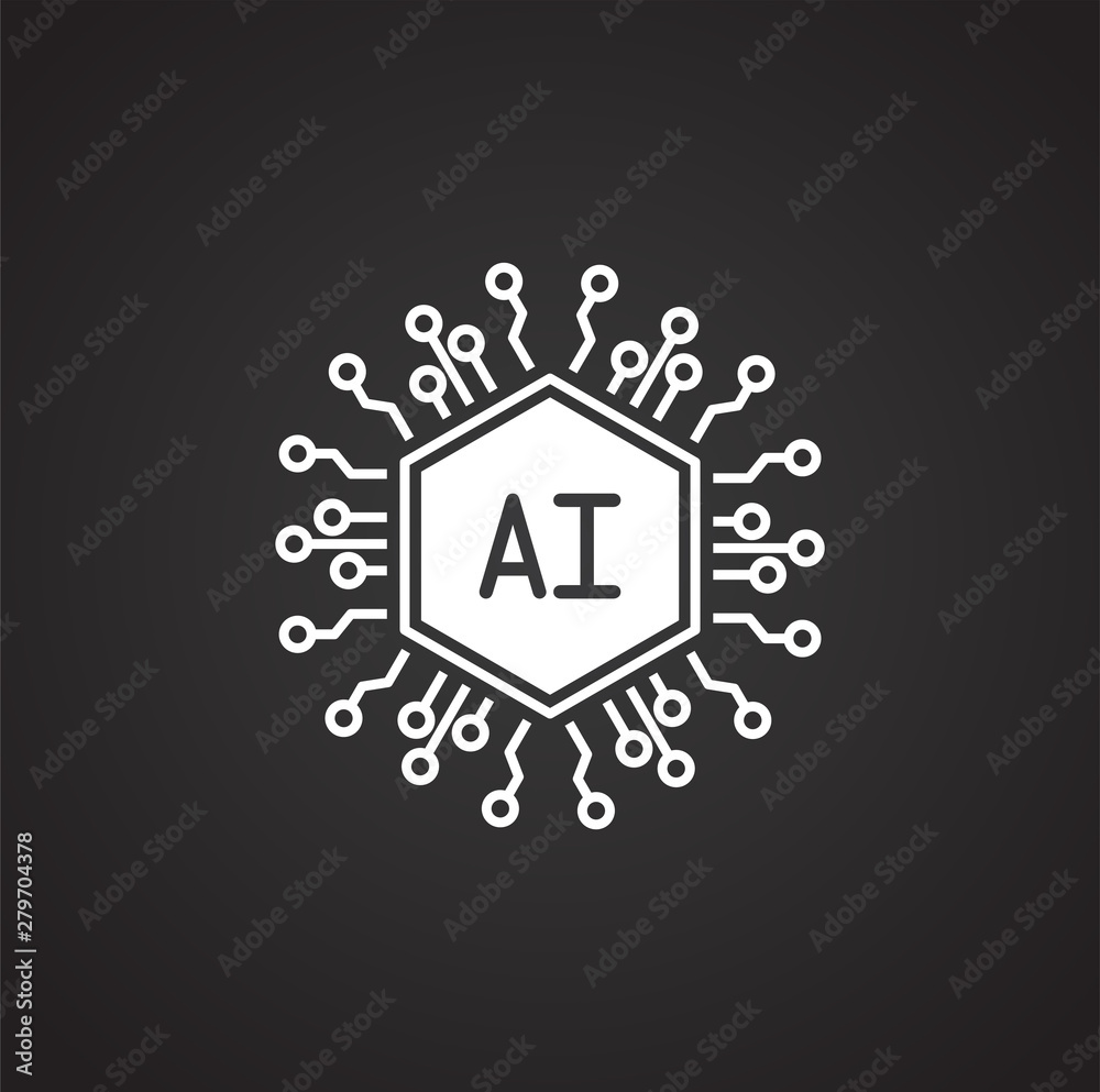 Poster artificial intelligence ai related icon on background for graphic and web design. simple illustratio