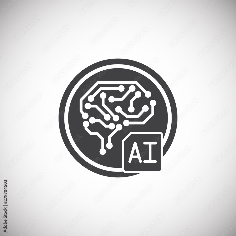 Poster artificial intelligence ai related icon on background for graphic and web design. simple illustratio