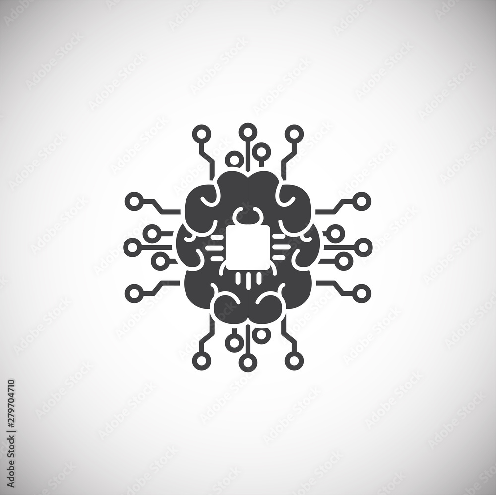 Poster artificial intelligence ai related icon on background for graphic and web design. simple illustratio