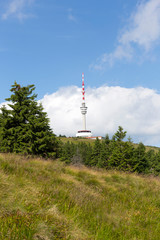 Obraz premium Highest Peak of Moravia, Praded 1492 m with Watchtover in Jesenik, Czech Republic