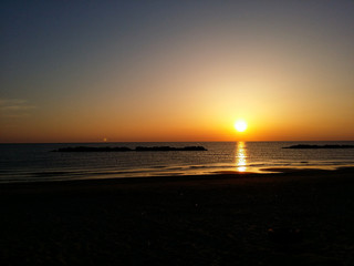 Sunset at sea beach horizon sky sunset reflections landscape