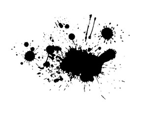 Black spots of paint on a white background. Vector