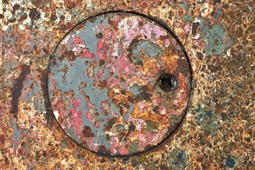 Old colored rusty metal surface. Abstract background