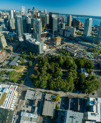 Seattle Washington Denny Park and Downtown District Aerial Perspective