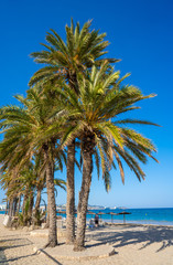 Ibiza Playa d En Bossa beach in Balearic Islands