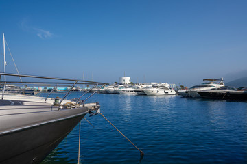 Fototapeta premium Ibiza Santa Eulalia marina port in Balearics