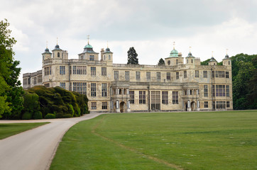 Front facade view of Audley End House, Saffron Walden CB11 4JF, UK 15th of June 2019