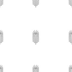 Small stylised geometric pine branches black and white seamless  pattern