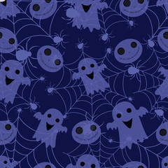 Abstract seamless halloween pattern for girls or boys. Creative vector pattern with ghost, cloud boo. Funny ghost wallpaper for textile and fabric. Fashion halloween style. Colorful ghost picture
