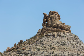 Desert landscape view of Big Bend National Park during the day in Texas.