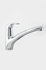 Modern steel faucets, for bathroom. Isolated on white background.