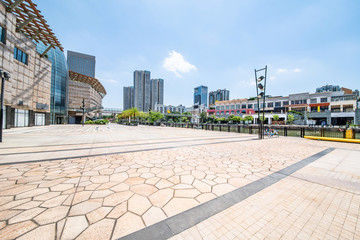 Nanhai District, Foshan City, China, commercial center building and square empty ground