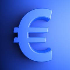 Blue Euro Symbol square icon - 3D rendering illustration