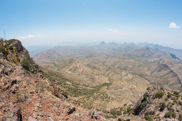 Landscape view of Big Bend National Park as seen from the top of the Chisos Basin (Texas).