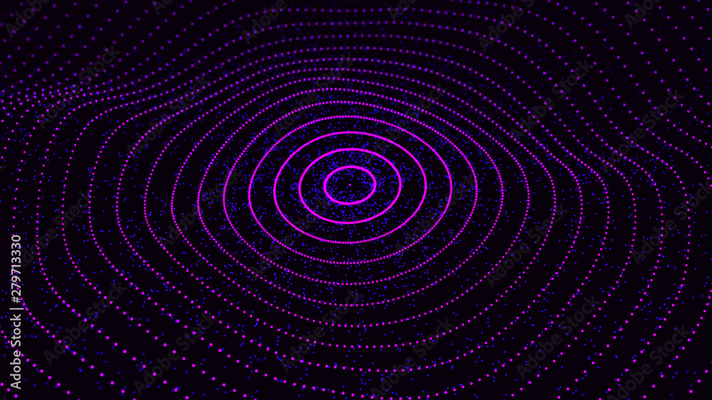 Poster abstract dynamic wave of particles. network of bright points or dots. big data. digital background. 