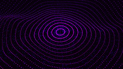 Abstract dynamic wave of particles. Network of bright points or dots. Big data. Digital background. Spider's web. 4K illustration. 3d rendering.