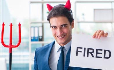 Devil angry businessman in the office