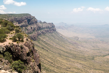 Landscape view of Big Bend National Park as seen from the top of the Chisos Basin (Texas).