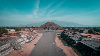 Pyramids in Teotihuacan Mexico Aerial View