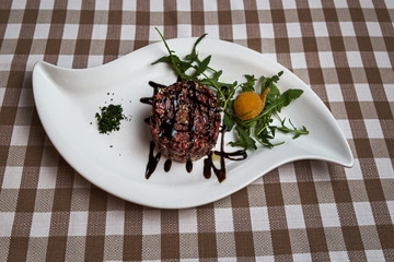 Beef tartare a summer appetizer to serve cold